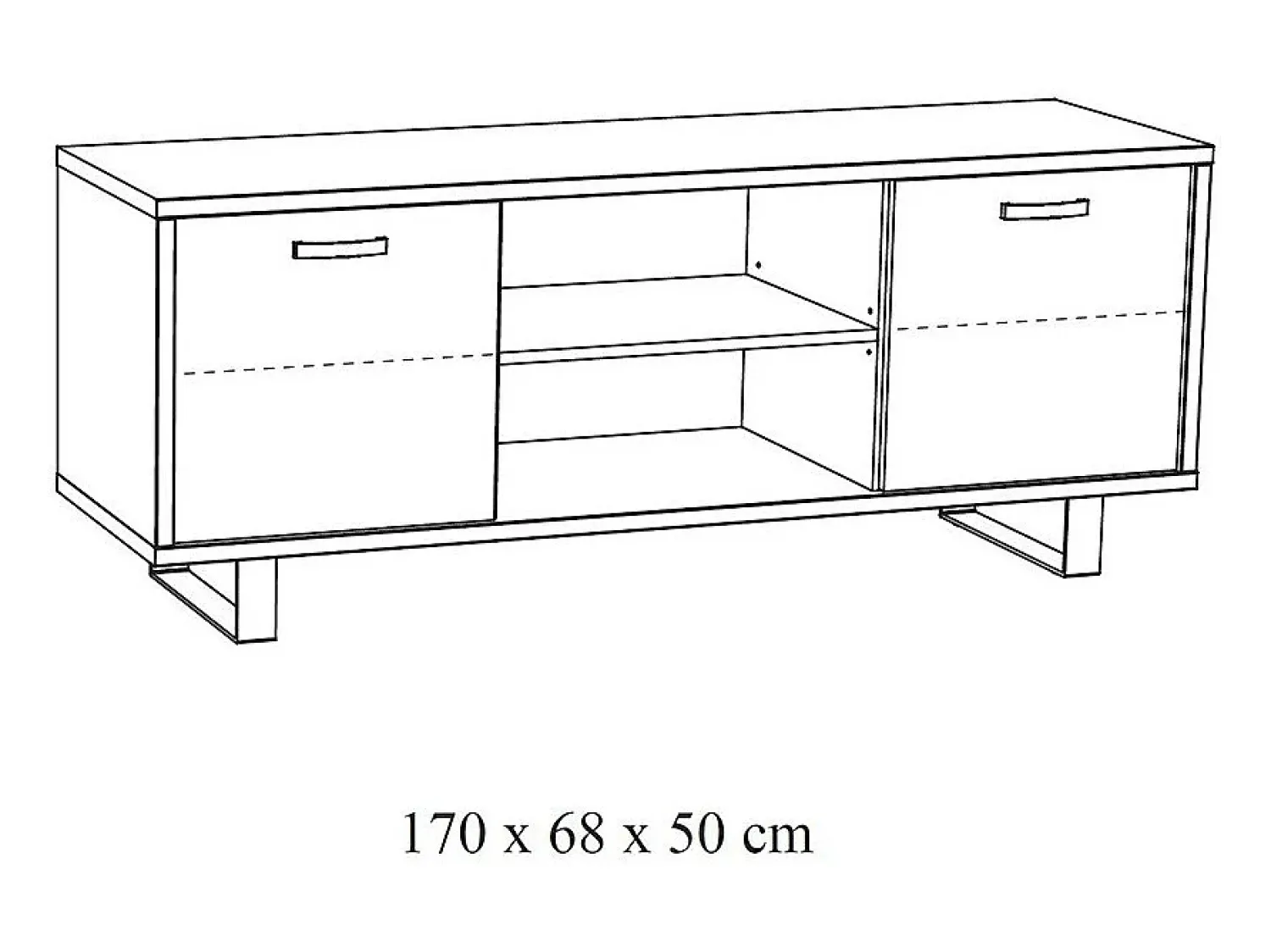 Sale Meublorama Móvel para TV de 170cm na cor carvalho dourado com 2 gavetas e 2 nichos coleção NEWTON. Pés em metal. Castanho