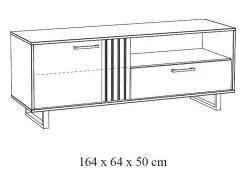 Móvel De Tv*Meublorama Móvel para TV de 165cm na cor carvalho claro com 2 portas e 1 nicho da coleção LOFT. Pés em metal. Castanho