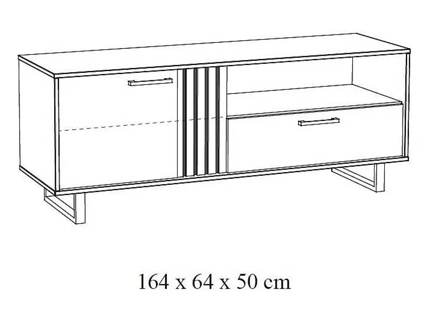 Móvel De Tv*Meublorama Móvel para TV de 165cm na cor carvalho claro com 2 portas e 1 nicho da coleção LOFT. Pés em metal. Castanho