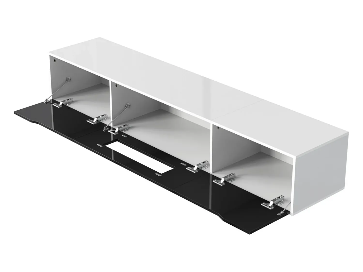 Sale Móvel para TV de parede e de chão, brilhante e madeira, LED com mudança de cor, 180x30x35cm Preto