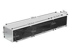 Sale Móvel para TV de parede e de chão, brilhante e madeira, LED com mudança de cor, 180x30x35cm Preto