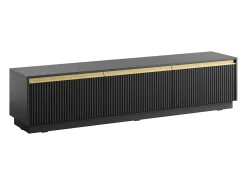 Móvel De Tv|Vente-unique Móvel para TV de parede ou de chão com 3 portas em MDF - e Dourado - POSINIA Preto