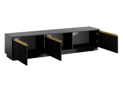 Móvel De Tv|Vente-unique Móvel para TV de parede ou de chão com 3 portas em MDF - e Dourado - POSINIA Preto