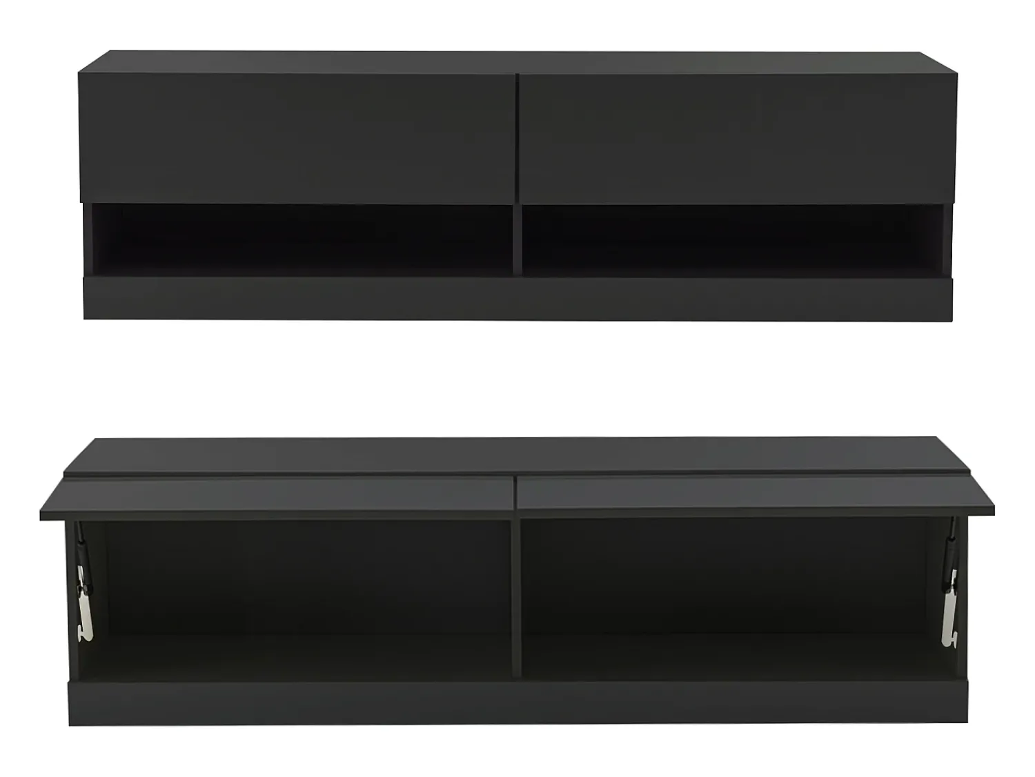 Móvel De Tv* Móvel para TV de parede ou embutido, 140 × 35 × 40 cm, , iluminação LED de 7 cores, rack para TV, ideal para sala de estar. Preto