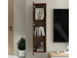 Móvel para TV de parede 30,5x30x110 cm cor carvalho fumado PT960806^ Móvel De Tv