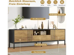 Merax Móvel para TV de sala de estar - 170 x 35 x 50 cm - com 2 portas + 1 gaveta - para TVs de até 70 polegadas - aglomerado - cor natural^ Móvel De Tv