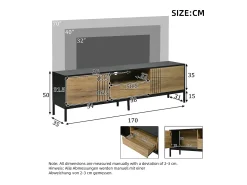 Merax Móvel para TV de sala de estar - 170 x 35 x 50 cm - com 2 portas + 1 gaveta - para TVs de até 70 polegadas - aglomerado - cor natural^ Móvel De Tv
