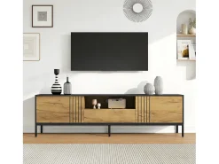 Merax Móvel para TV de sala de estar - 170 x 35 x 50 cm - com 2 portas + 1 gaveta - para TVs de até 70 polegadas - aglomerado - cor natural^ Móvel De Tv