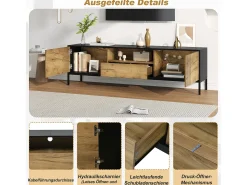 Merax Móvel para TV de sala de estar - 170 x 35 x 50 cm - com 2 portas + 1 gaveta - para TVs de até 70 polegadas - aglomerado - cor natural^ Móvel De Tv