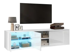Outlet Merax Móvel para TV de sala de estar - 180 x 40 x 45 cm - com 3 portas + LEDs - para TVs de 80 polegadas - aglomerado - Branco