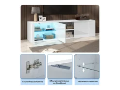 Outlet Merax Móvel para TV de sala de estar - 180 x 40 x 45 cm - com 3 portas + LEDs - para TVs de 80 polegadas - aglomerado - Branco