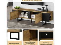 Móvel De Tv|Merax Móvel para TV de sala de estar - 180 x 40 x 55 cm - com 2 portas + espaço de armazenamento aberto - para TVs de 75 polegadas - aglomerado - cor natural Natural claro