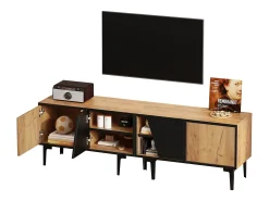 Móvel De Tv*Merax Móvel para TV de sala de estar, 160 x 36,5 x 45 cm - com 4 portas - tampo baixo com 7 pés - aglomerado - cor natural Natural claro