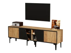 Móvel De Tv*Merax Móvel para TV de sala de estar, 160 x 36,5 x 45 cm - com 4 portas - tampo baixo com 7 pés - aglomerado - cor natural Natural claro