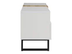 Móvel para TV de sala de estar com 2 portas, 2 gavetas e 2 compartimentos, com pés de metal, e madeira.^ Móvel De Tv
