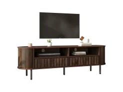 Móvel De Tv|Merax Móvel para TV de sala de estar - 160 x 40 x 48 cm - com 2 gavetas + prateleira - para TVs de 65 polegadas - MDF - marrom Castanho
