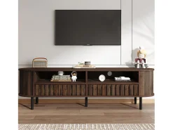 Móvel De Tv|Merax Móvel para TV de sala de estar - 160 x 40 x 48 cm - com 2 gavetas + prateleira - para TVs de 65 polegadas - MDF - marrom Castanho