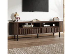 Móvel De Tv|Merax Móvel para TV de sala de estar - 160 x 40 x 48 cm - com 2 gavetas + prateleira - para TVs de 65 polegadas - MDF - marrom Castanho