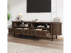 Móvel De Tv|Merax Móvel para TV de sala de estar - 160 x 40 x 48 cm - com 2 gavetas + prateleira - para TVs de 65 polegadas - MDF - marrom Castanho
