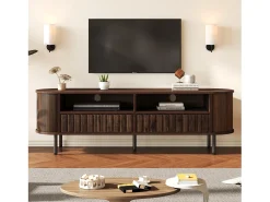 Móvel De Tv|Merax Móvel para TV de sala de estar - 160 x 40 x 48 cm - com 2 gavetas + prateleira - para TVs de 65 polegadas - MDF - marrom Castanho