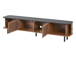 Móvel De Tv|Hauss Spole Móvel para TV de 190x35x45 cm com 2 portas de correr e 2 portas de ecrã - Cor: Madeira escura e preto Natural escuro