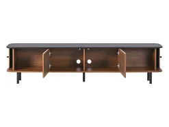 Móvel De Tv|Hauss Spole Móvel para TV de 190x35x45 cm com 2 portas de correr e 2 portas de ecrã - Cor: Madeira escura e preto Natural escuro