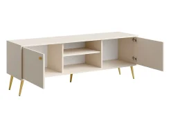 New Meublorama Móvel para TV design AZURÉA – 2 portas + 2 nichos – Cor areia Bege