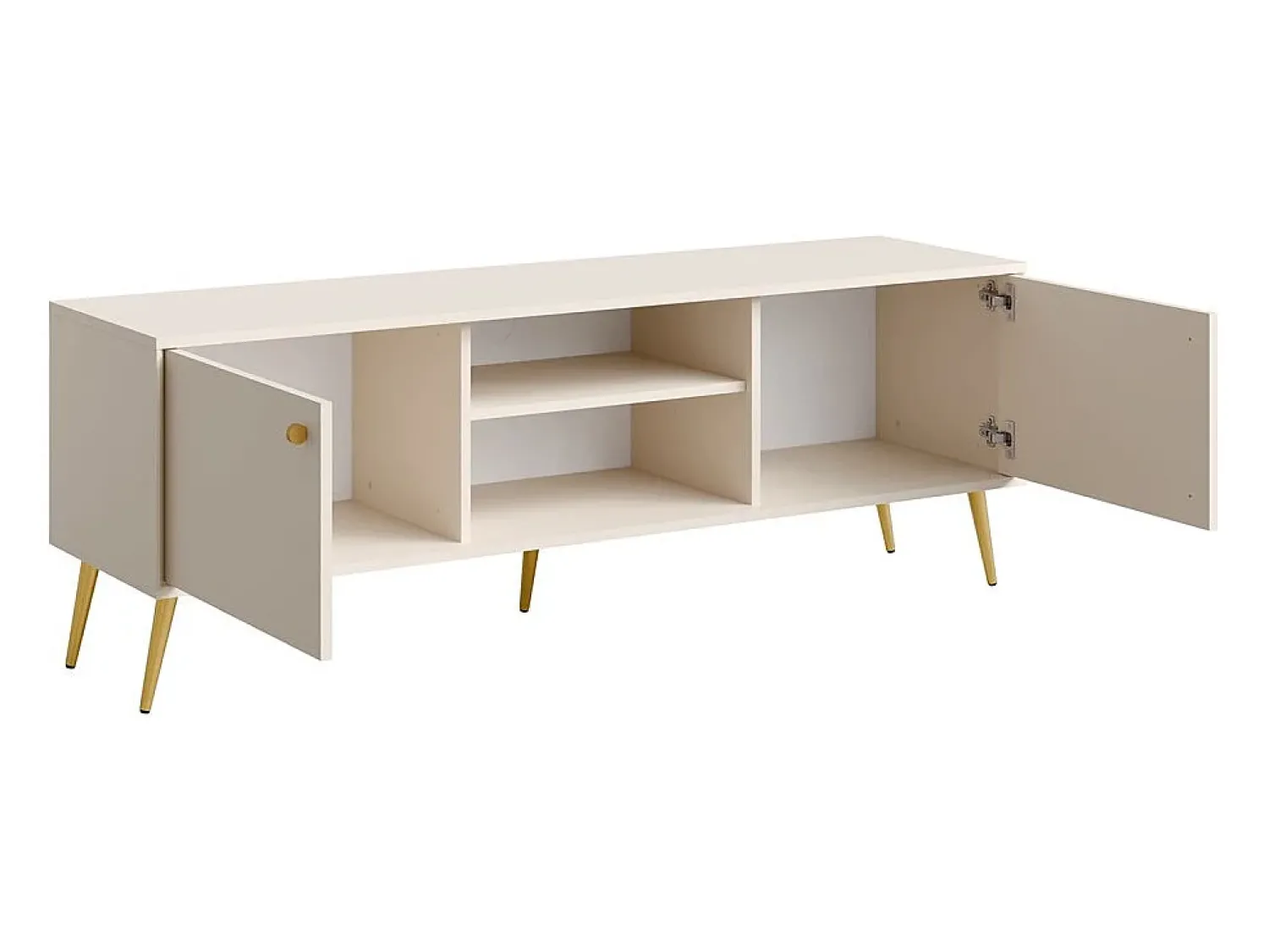 New Meublorama Móvel para TV design AZURÉA – 2 portas + 2 nichos – Cor areia Bege