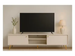 New Meublorama Móvel para TV design AZURÉA – 2 portas + 2 nichos – Cor areia Bege