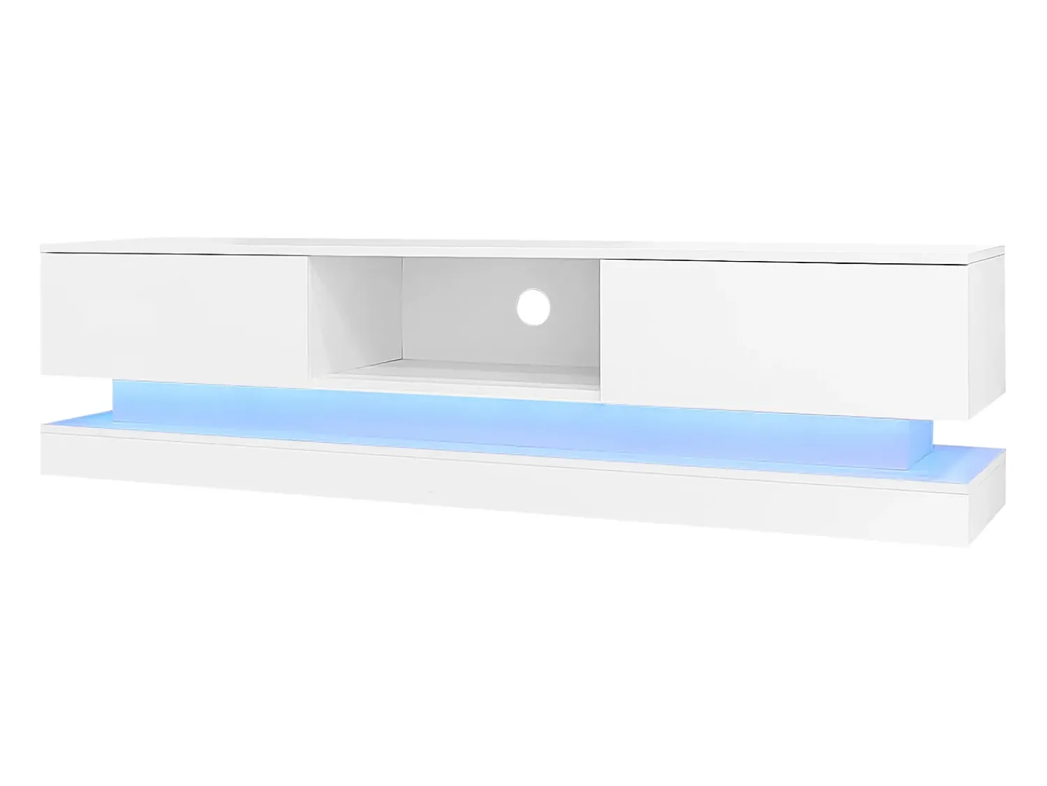 Móvel De Tv*Hauss Spole Móvel para TV em lacado brilhante com iluminação LED e 2 gavetas, 160 x 35 x 40,5 cm Branco