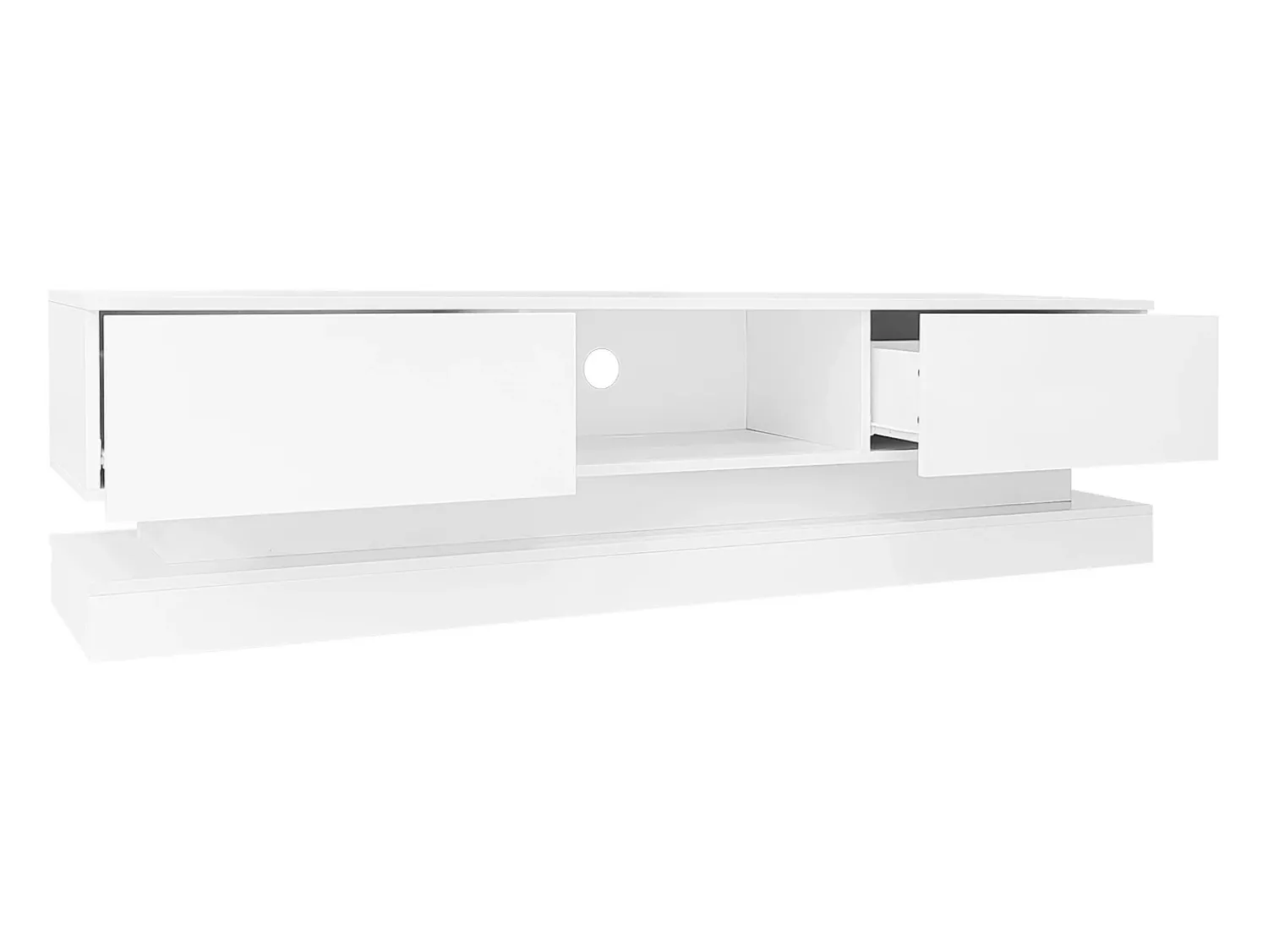 Móvel De Tv*Hauss Spole Móvel para TV em lacado brilhante com iluminação LED e 2 gavetas, 160 x 35 x 40,5 cm Branco
