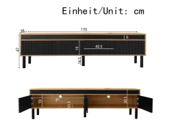 Online Móvel para TV em madeira e , modelo baixo com 4 portas, ideal para hall de entrada e quarto, 170x38x47,7cm Preto