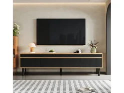 Online Móvel para TV em madeira e , modelo baixo com 4 portas, ideal para hall de entrada e quarto, 170x38x47,7cm Preto
