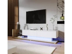Móvel para TV em madeira e brilhante com iluminação LED. Combina o estilo rústico com um design moderno.^ Móvel De Tv