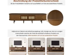 Merax Móvel para TV em nogueira escura - 180 x 40 x 40 cm - design em rattan - com porta + 2 gavetas - MDF - marrom^ Móvel De Tv