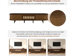 New Merax Móvel para TV em nogueira escura - 180 x 40 x 40 cm - design em rattan - com 3 portas - MDF - Castanho