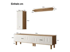 Móvel De Tv*Hauss Spole Móvel para TV, espaço de arrumação e prateleiras de parede para sala de estar, com 5 portas, e natural. Branco