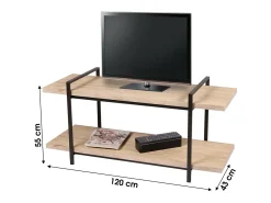 Móvel De Tv*Meublorama Móvel para TV estilo moderno com 2 prateleiras na cor carvalho claro 120x43xH55cm Castanho