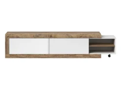 New Meublorama Móvel para TV extensível de 200 a 240 cm cor carvalho e branco brilhante coleção SINATRA. Castanho