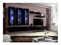 Online Price Factory Móvel para TV FLY E3 design, cor brilhante. Móvel suspenso moderno e na moda para a sua sala de estar. Preto