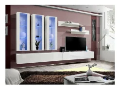 Móvel De Tv*Price Factory Móvel para TV FLY E3 design, cor branca brilhante. Móvel suspenso moderno e na moda para a sua sala de estar. Branco