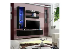 Móvel De Tv*Price Factory Móvel para TV FLY H2 design, cor brilhante. Móvel suspenso moderno e na moda para a sua sala de estar. Preto