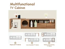 Best ModernLuxe Móvel para TV giratório 180(+80)x40x50 cm - espaço de descanso para animais de estimação - portas corrediças - prateleiras abertas - cor natural Natural claro