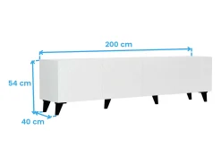 Clearance Móvel para TV Josi com 4 portas de abrir e 8 compartimentos internos, 200x53,5x40 cm Branco