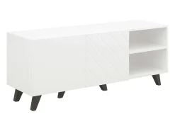 Móvel De Tv| Móvel para TV Josi para sala de estar, em melamina, com 2 portas de abrir, nas cores brilhante e preto. Branco