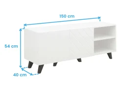 Móvel De Tv| Móvel para TV Josi para sala de estar, em melamina, com 2 portas de abrir, nas cores brilhante e preto. Branco