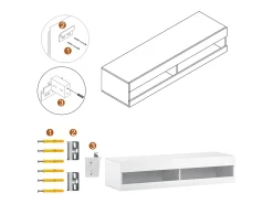 Móvel De Tv* Móvel para TV LED com iluminação LED e espaço de armazenamento - 140x40x30,5cm Branco