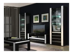 Meublorama Móvel para TV LINA e branco brilhante + LED^ Móvel De Tv