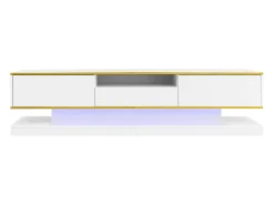 Móvel De Tv|ModernLuxe Móvel para TV moderno 180×38×45 cm - com três gavetas - com um compartimento aberto - com iluminação LED - Branco