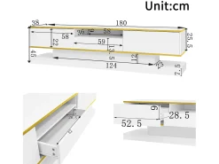 Móvel De Tv|ModernLuxe Móvel para TV moderno 180×38×45 cm - com três gavetas - com um compartimento aberto - com iluminação LED - Branco